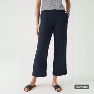 J Crew Point Sur Pull-on Cropped Wide Leg Navy Pants XXL